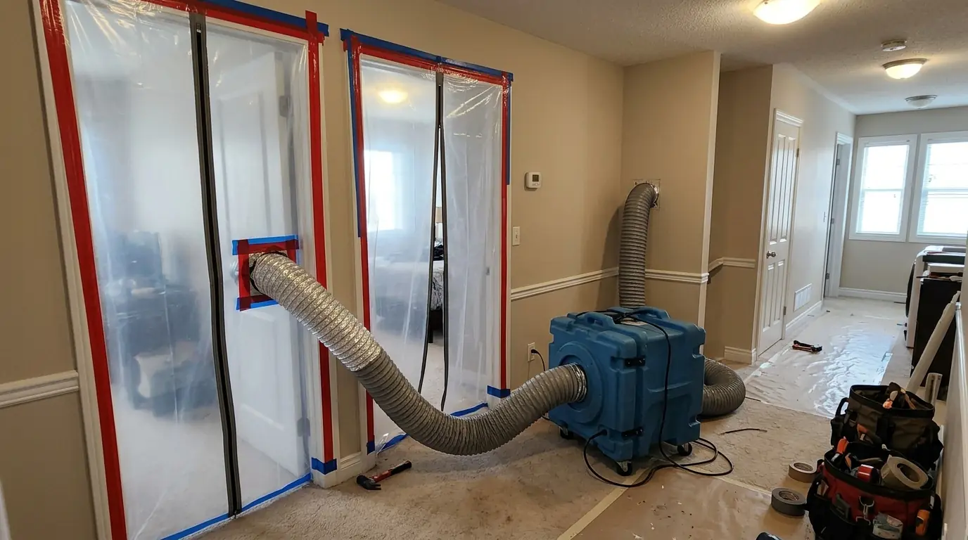 Two containment zones during a whole-house remediation