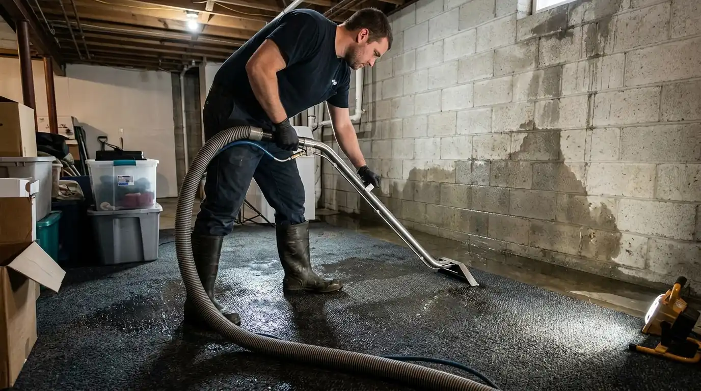 Extracting water from a flooded basement