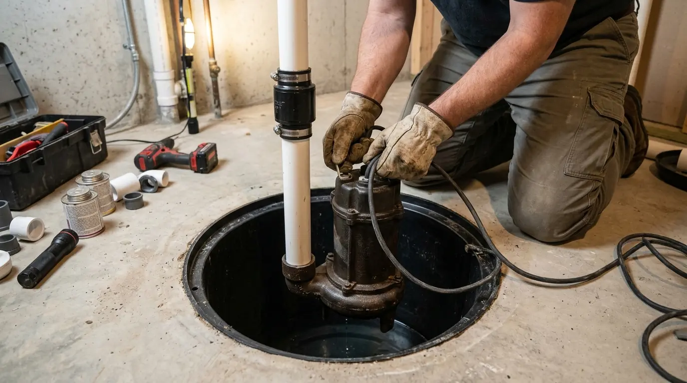 Installing a new sump pump in a basement pit