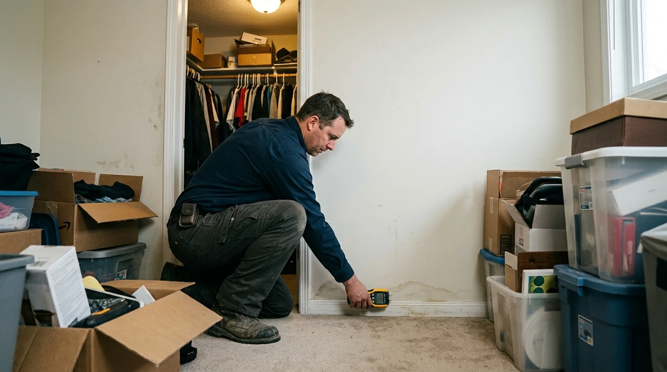 Tracing a musty smell to a damp closet wall