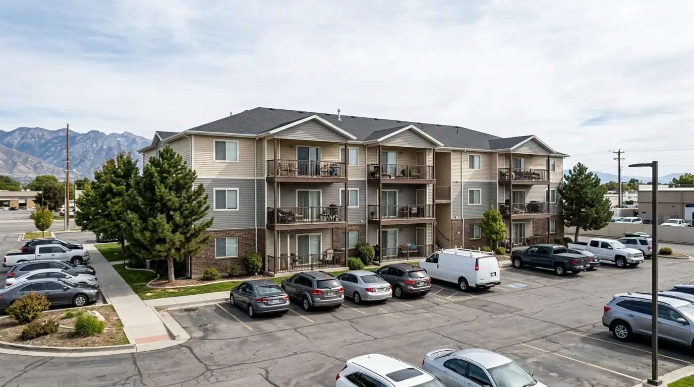 A Midvale condo building with stacked units