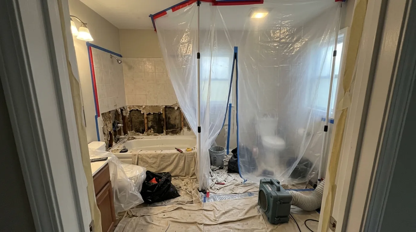 Tub wall removal inside a small containment