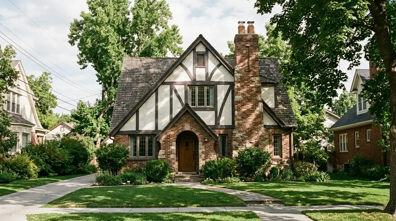 A Yalecrest Tudor cottage with a steep roof