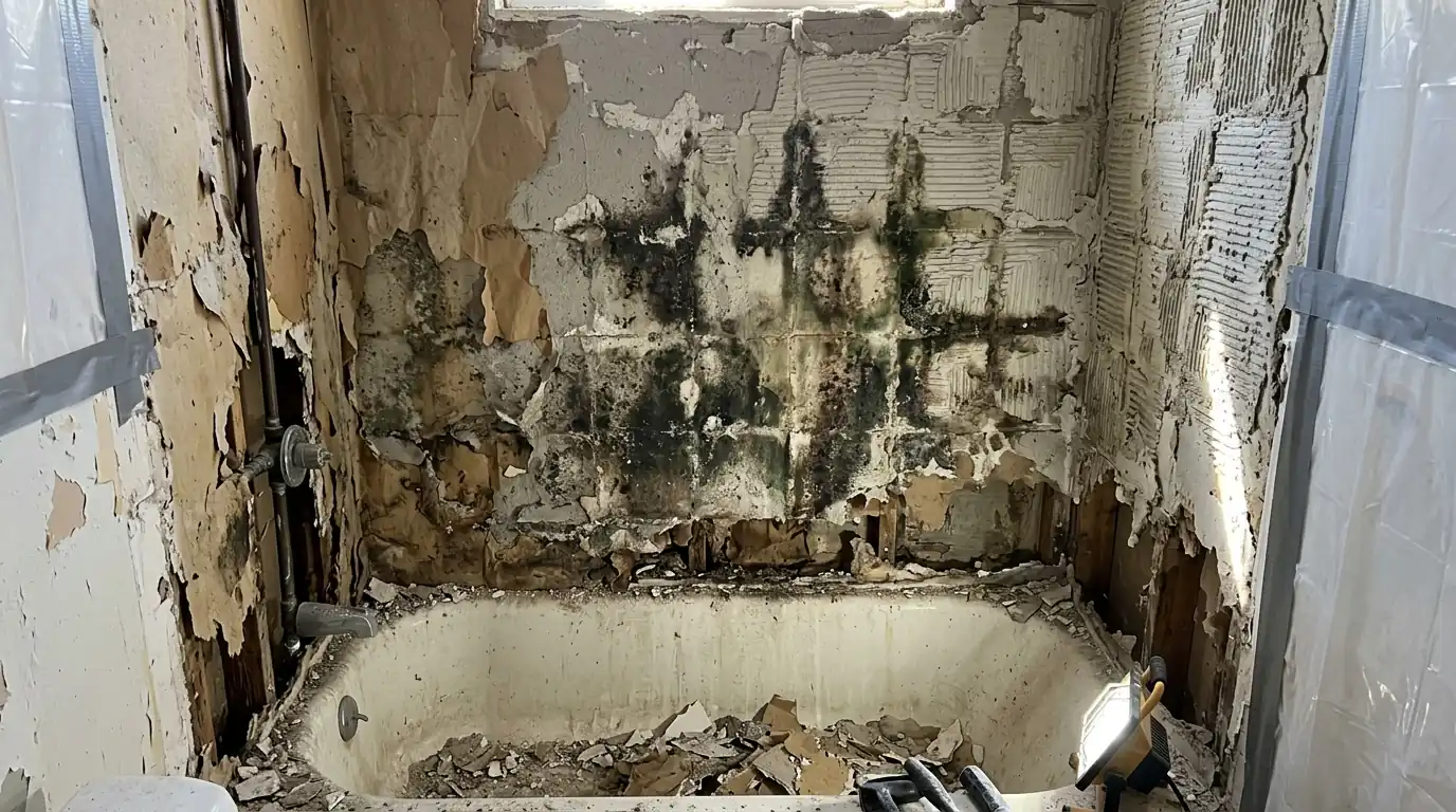 Mold behind original shower tile