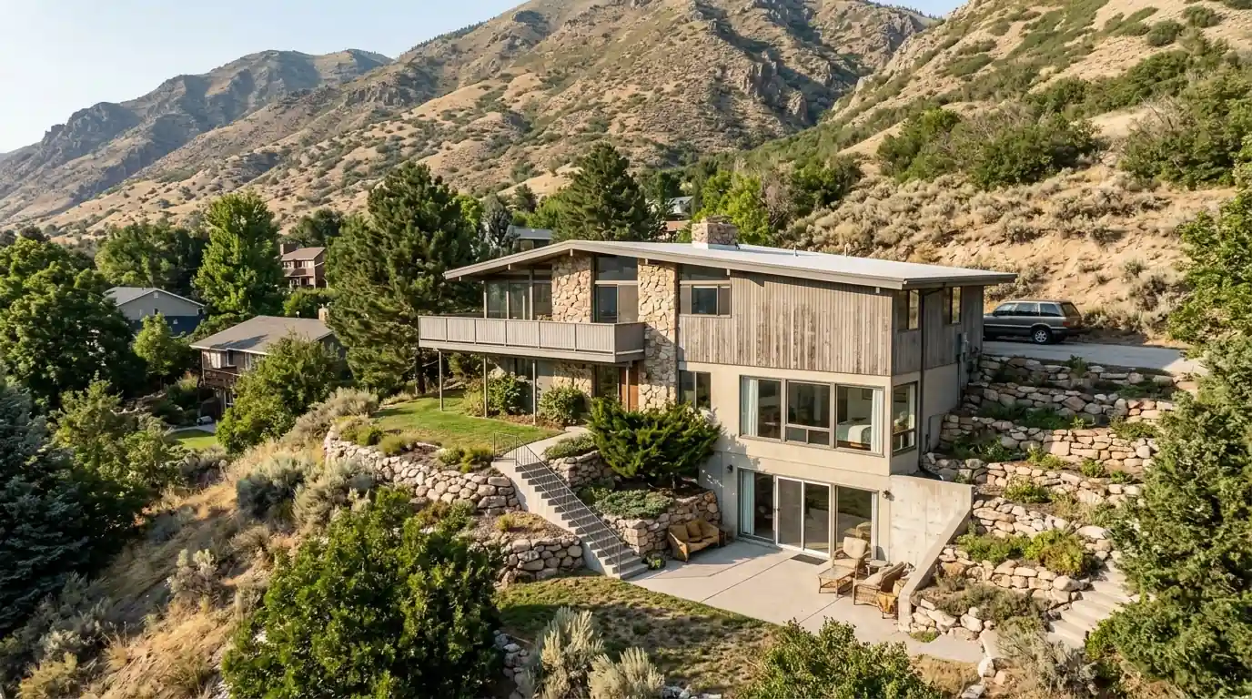 An East Bench home built into the slope