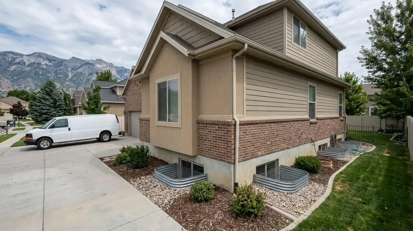A Kaysville home with basement window wells