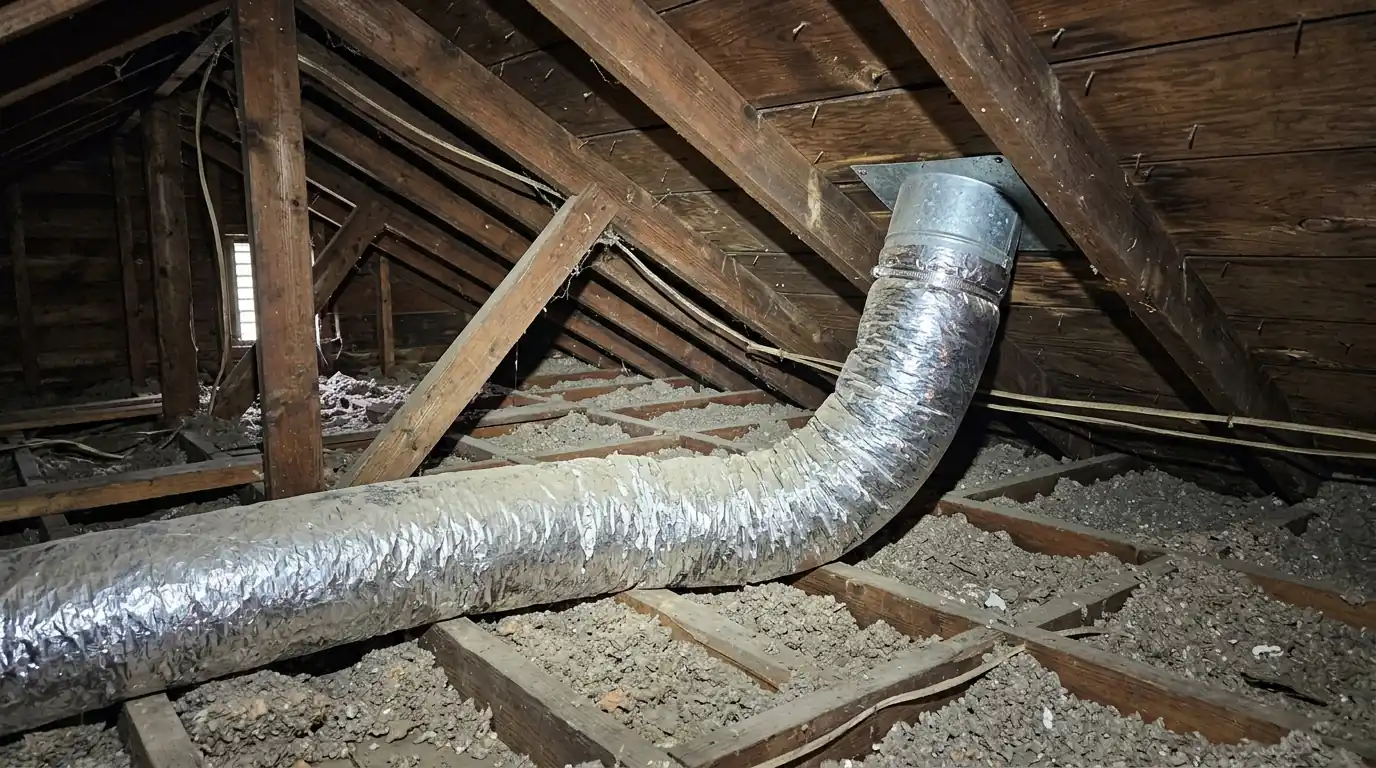 Insulated bath fan duct run to a roof cap