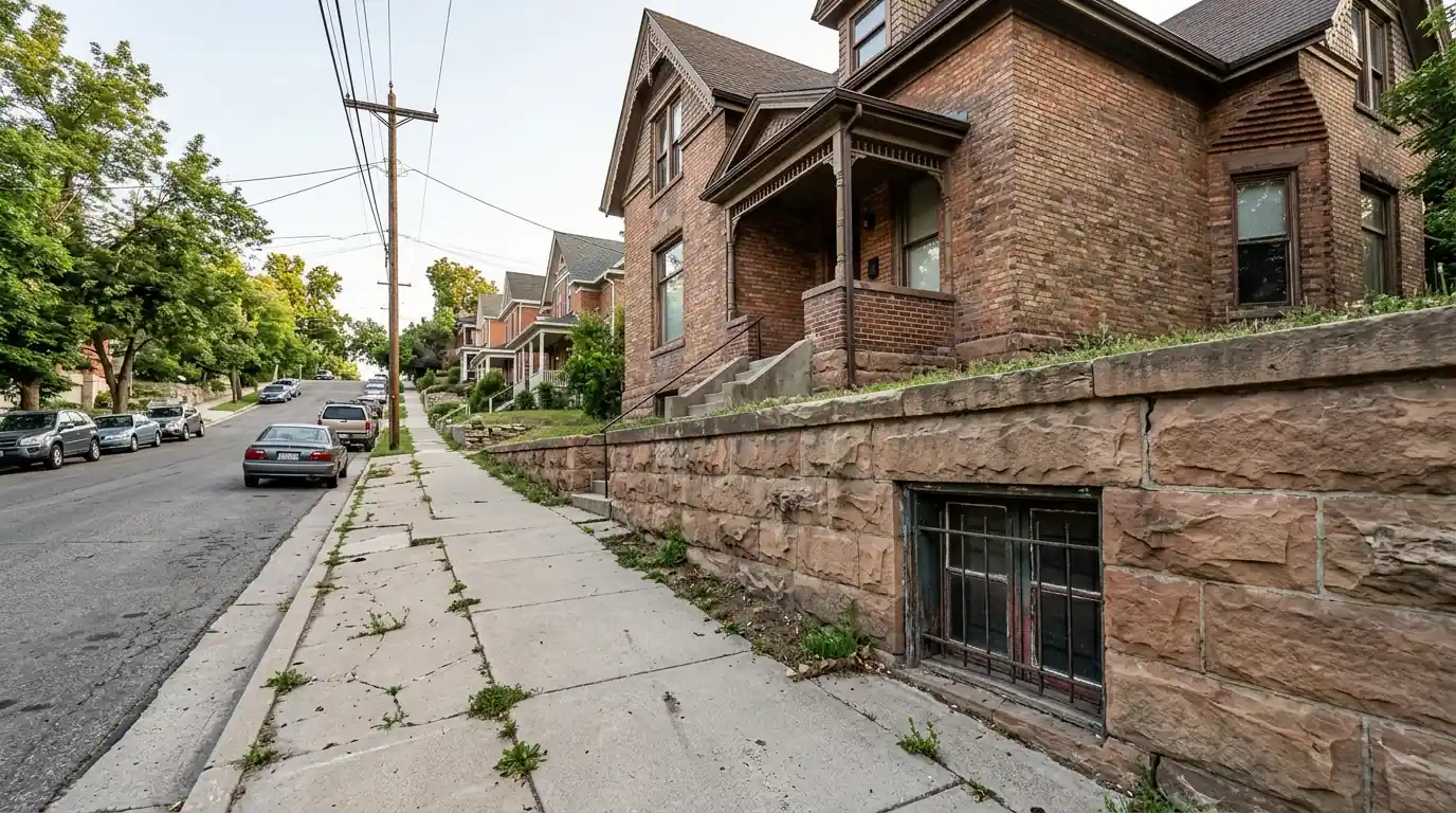 A Victorian Avenues home with a stone foundation
