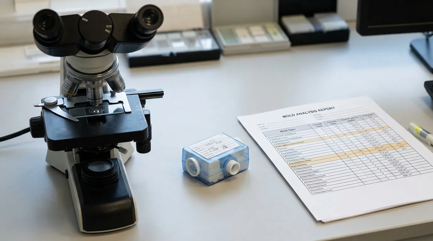 A spore trap cassette and a lab report