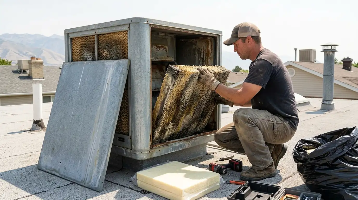 Replacing swamp cooler pads