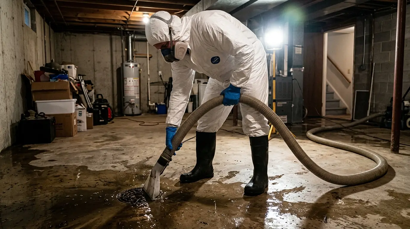 Extracting sewage water from a basement floor