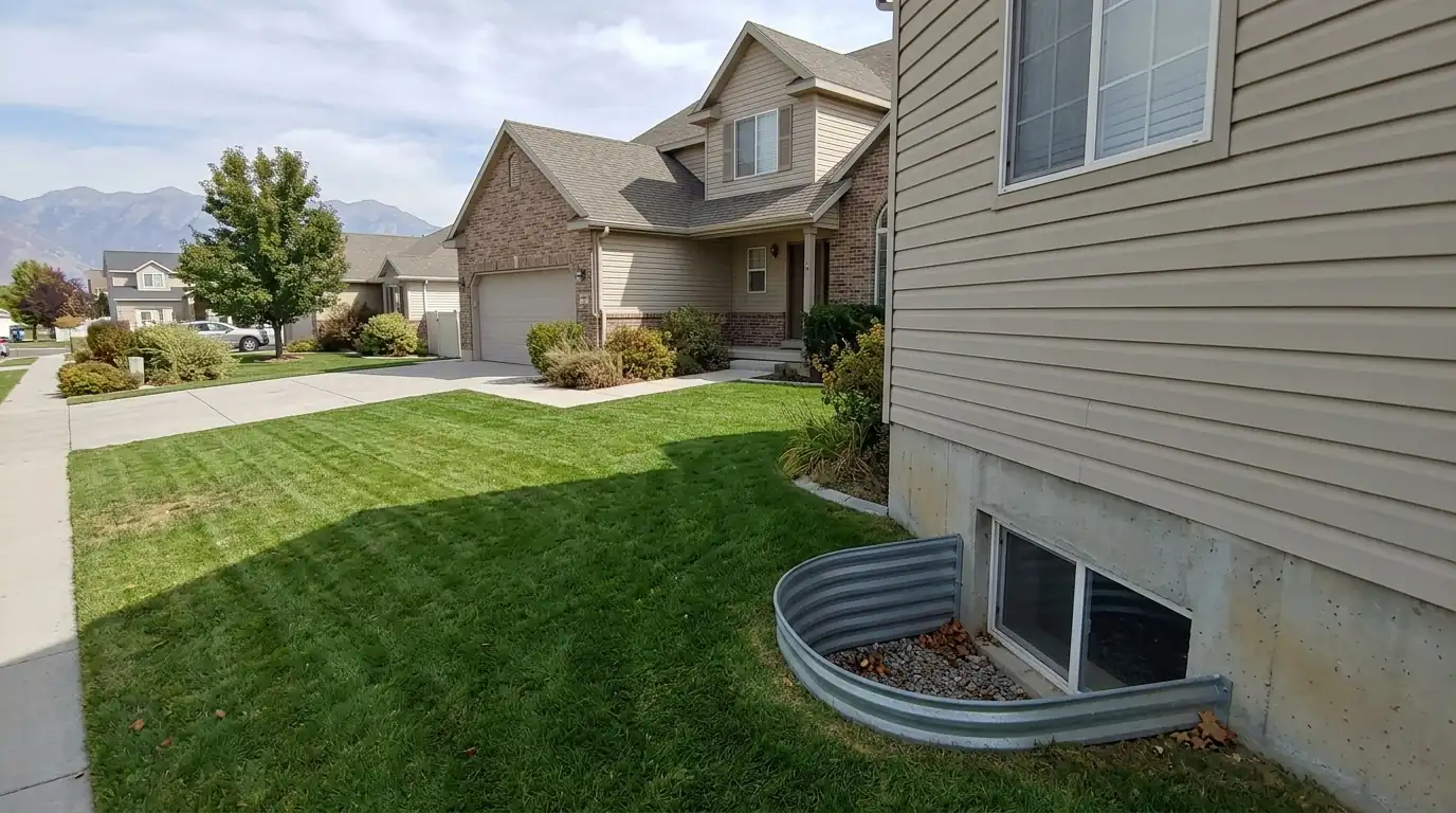 A 1990s West Jordan home with a basement window well