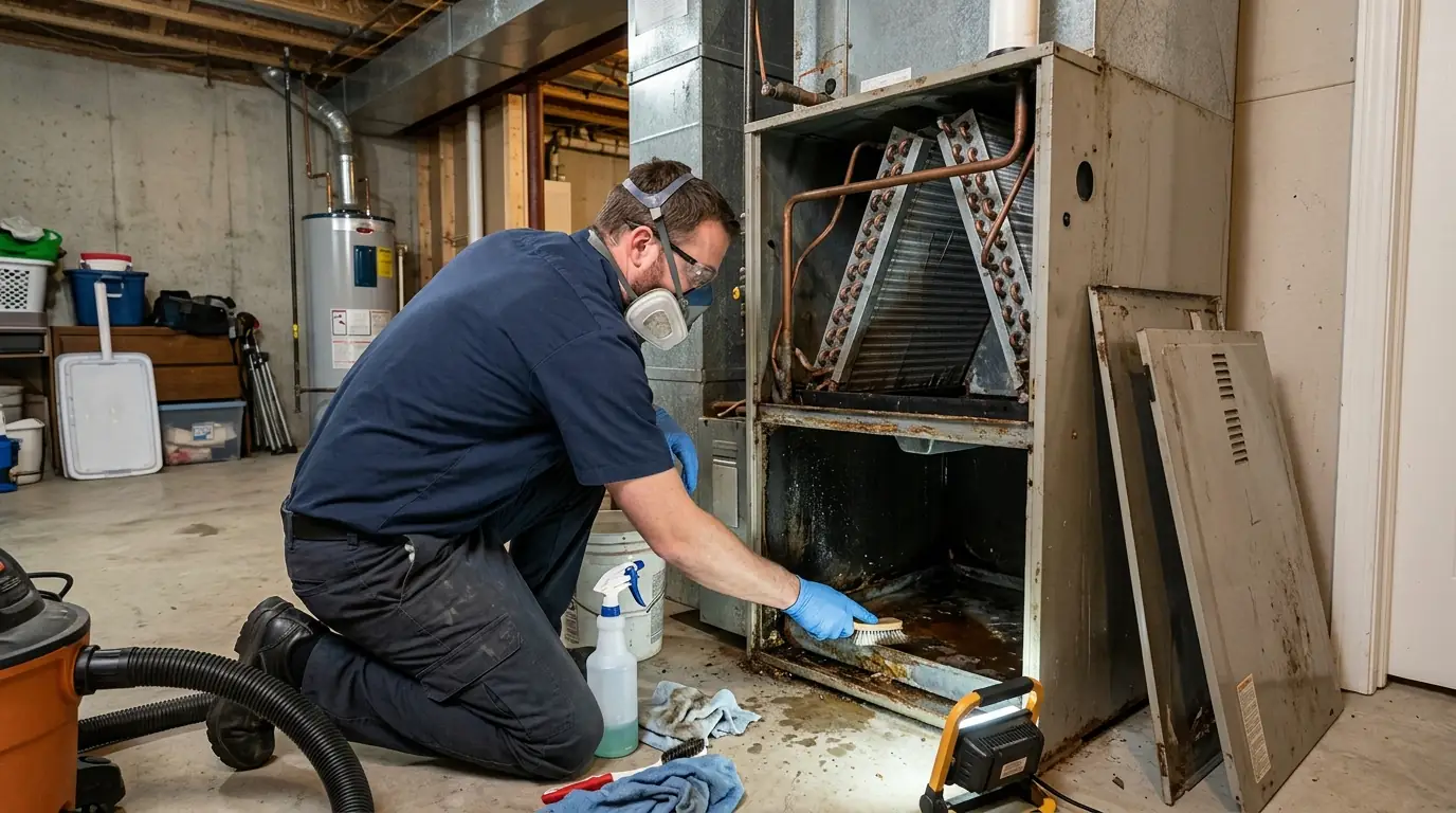 Cleaning an air handler drain pan